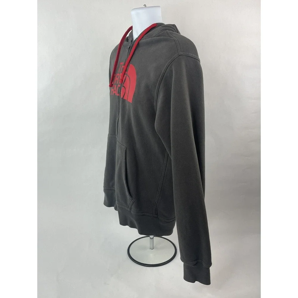 The North Face Hoodie Mens Small Gray Full Zip Sweat Shirt Graphic Print Logo